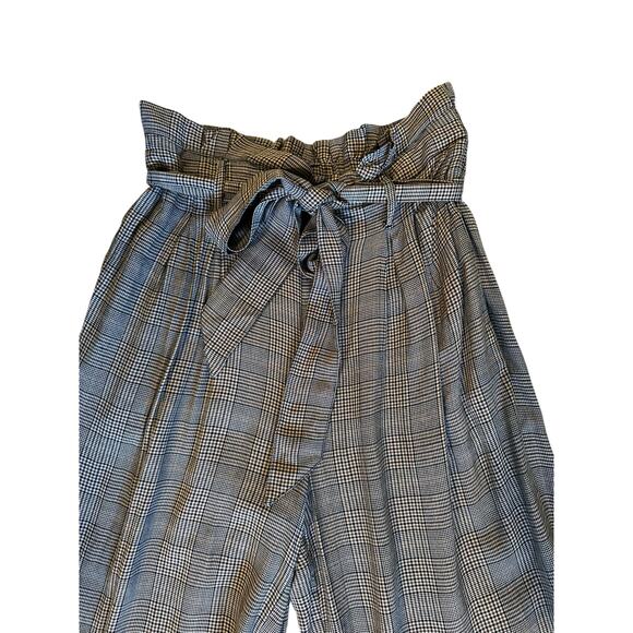 American Eagle Women’s Plaid Paperbag WideLeg Waist Pants Size S Y2KStyle Preppy - Picture 1 of 8